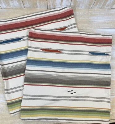 2 POTTERY BARN Large Striped CONTEMPORARY SOUTHWEST PILLOW Covers Appr. 23”x22" - Image 1 of 4
