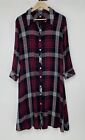 Tommy Hilfiger Black Red White Plaid Button-Up 3/4 Sleeve Shirt-Dress Size 16