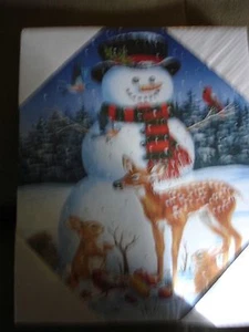 MR CHRISTMAS 8" X 10" ILLUMINATED CANVAS ARTWORK SNOW MAN - Picture 1 of 4