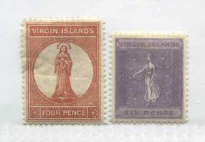 British Virgin Islands 1887 4d and 6d mint o.g. hinged - Picture 1 of 1