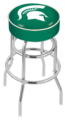 30" L7C1 - 4" Michigan State Cushion Seat with Double-Ring Chrome Base Bar Stool Cover