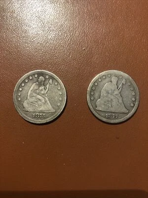 1876 & 1877 Seated Liberty CC Quarters - Image 1 of 2