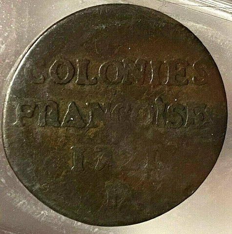 FRENCH COLONIES 9 DENIERS 1721 H BRETON 506 - ICCS VF-20 Cover