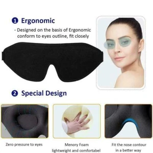 Blackout Sleep Mask For Women Men Comfortable Black Mask Eye Sleep U3J55 - Picture 1 of 11
