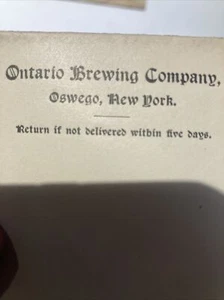 Seltener Ontario Brewing Co Oswego NY Umschlag vor dem Verbot  - Bild 1 von 3