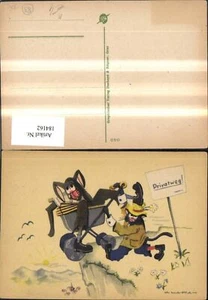 184162,Scherz Humor Katzen a. Privatweg m. Kinderwagen Künstler Ak Klapai - Picture 1 of 1