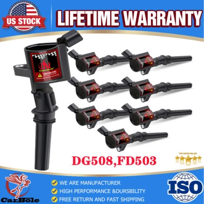 Paquete de 8 bobinas de encendido PTRITON para Ford F150 1997~2003 5,4 L/2000~2009 4,6 L V8 EE. UU. Foto 1 de 4