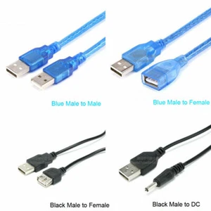 USB 2.0 Male to Male/Female/DC Extension Cable Power Charger Adapter Cable Lead - Picture 1 of 15