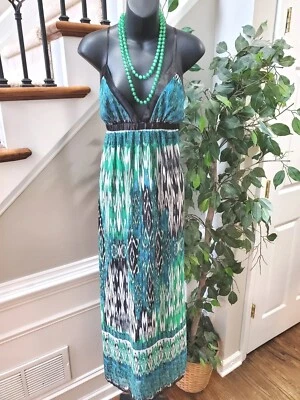 JFW Women Multicolor 100% Polyester Sweetheart Neck Sleeveless Long Maxi Dress L - Image 1 of 4