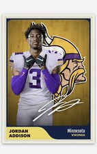 Jordan Addison Minnesota Vikings NFL Rookie RC Autograph RP Custom Trading Card