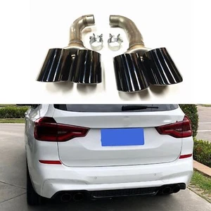 Car Rear Bumper Exhaust Pipes Tail Dual Tips Kit For BMW X3M X4M 2018-2020 Black - Picture 1 of 9