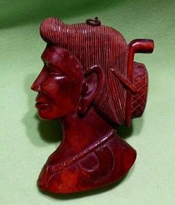 Philippines PALM WOOD carved tribal Igorot woman with smoking pipe. Vintage 1966 - Picture 1 of 5