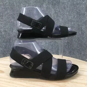 Stuart Weitzman Sandals Womens 6.5 Slingback Strappy Black Wedge Casual Open - Picture 1 of 16