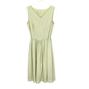 Talbots Womens V-Neck Sleeveless Belted Stripe Seersucker Dress Multicolor Sz 8 - Picture 1 of 9