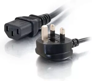 Power Cable UK Plug BS1363 to IEC C13 Kettle Lead Main Cord 13A 250V Laptop 1.2m - Picture 1 of 8