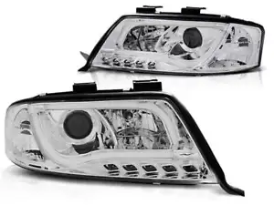 Pair LED LTI LIGHT TUBE Inside Headlights for Audi A6 C5 4b 1997-2001 Crom - Picture 1 of 12