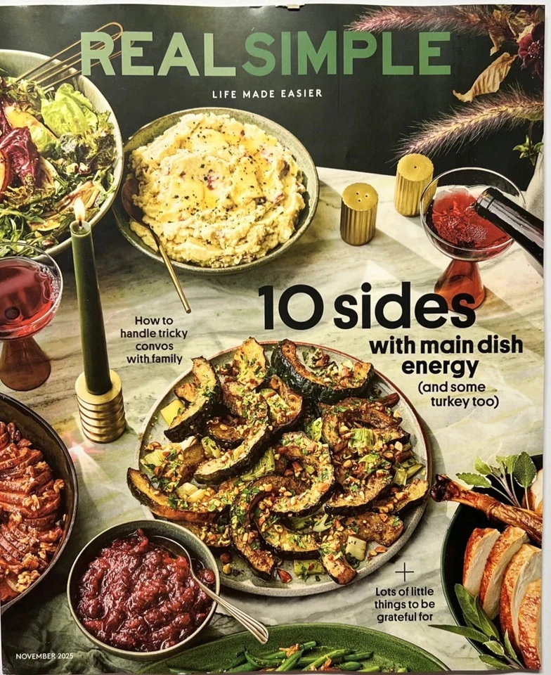 Real Simple Magazine 10 Sides With Main Dish Energy Recipes November 2025 Issue - Image 1 of 1