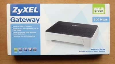 ZYXEL GATEWAY AMG1302-T10B-GB02V1F 802.11n WIRELESS 300Mbps NEW BOXED PSU CABLES - Image 1 of 4