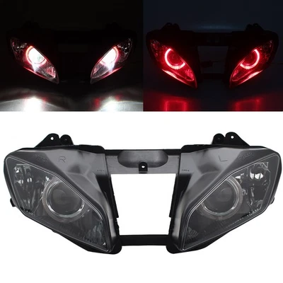 Headlight Assembly Red Angel Eye HID Projector For Yamaha YZF R6 2008-2014 2015 - Image 1 of 4