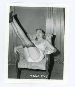 Vintage Risque Pinup Photo Molly C 4 Irving Klaw 4X5 Bed - Picture 1 of 1