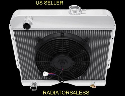 CHAMPION 3 ROW ALUMINUM RADIATOR W/ 12" FAN 1949-1964 JEEP TRUCK WILLYS CC4964 - Image 1 of 4