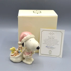 Vintage Lenox Peanuts Snoopy Claus Figurine Hand Painted 24k Gold Accents w/Box - Picture 1 of 6