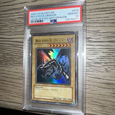 2002 Legend of Blue Eyes - Red Eyes Black Dragon PSA 10 - Unlimited LOB-070 - Image 1 of 2