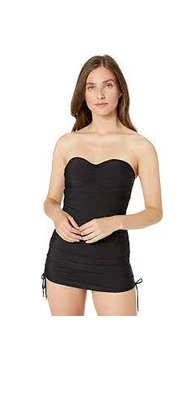 Calvin Klein Shirred Swimdress Black Size 12 NO STRAPS $90 - NWOT - Image 1 of 2