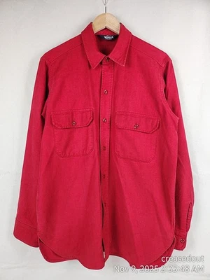 Vintage Woolrich Chamois Shirt Mens L Red Made USA Heavy Flannel Hunt Outdoor - Image 1 of 4