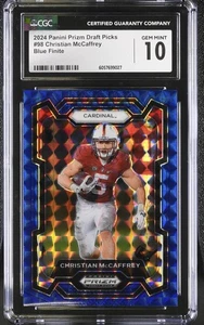 Christian McCaffrey, 2024 Panini Prizm Draft Picks - #98 Blue Finite Prizm /89 - Picture 1 of 2