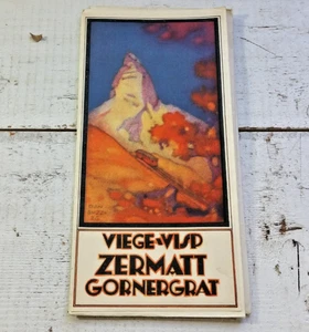 Viege Visp Zermatt Gornergrat Karte Eisenbahn Alp Schweiz Antik Topographie Vintage - Bild 1 von 11