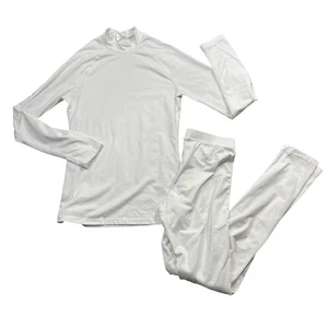 Qualidyne XS White 2 piece Cycling Base Layer Long Sleeve Top and Pants - Picture 1 of 10