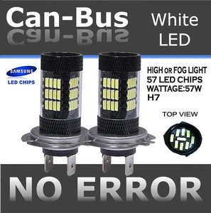 H7 Samsung LED 57 SMD White Headlight Xenon Fit Fog Light Bulbs / High Beam X88 - Picture 1 of 7