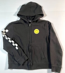 Vans Kids Girls Medium Hoodie Black Zipped Checkerboard Logo Off The Wall Jacket - Picture 1 of 15