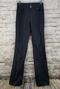 Trussardi Jeans Women's Pants Size 26 Black Shine Gray Spellout Stripes Career - Picture 1 of 8