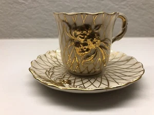 prince edward yellow demitasse cup and saucer hand painted porcelain china - Picture 1 of 4