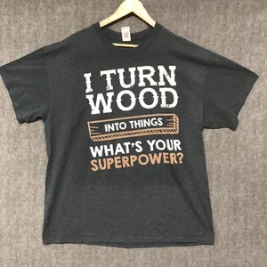 Dad Shirt Mens XL Gray Short Sleeve Gift Builder Wood Carpenter Superpower - Picture 1 of 12