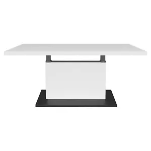 Couchtisch Wohnzimmertisch Höhenverstellbar Schwarz Weiß 120 x 70 cm - Bild 1 von 3