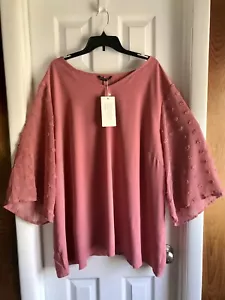 Bloom Chic Womens 5X (28) Peachy Pink Top Flowy Sleeves - Picture 1 of 10