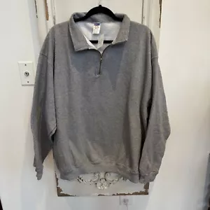 Jerzees Men’s Nublend Cadet Collar Quarter-zip Sweatshirt Gray Sz 2XL - Picture 1 of 5