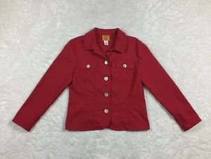 Ruby Rd Women’s Petite Long Sleeve Button Up Red Blazer Jacket Size 4P - Picture 1 of 10