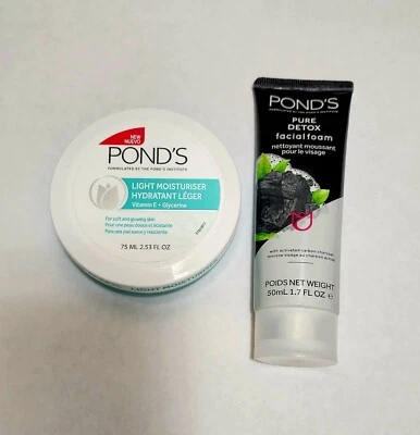 Crema hidratante Ponds Light para todo tipo de piel facial 75 ml + espuma facial desintoxicante pura Foto 1 de 4
