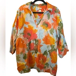 Joie Women's Watercolor Floral Linen Blouse 1X - Picture 1 of 5