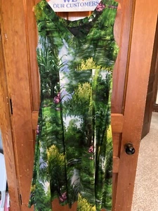 Unbranded Dress Large L Retro Style Garden Forest Water Pond Fit Flare - Picture 1 of 3