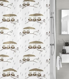 Duschvorhang Textil Eulen Fb.: Taupe 180x180 cm KLEINE WOLKE TOPP Design - Bild 1 von 2