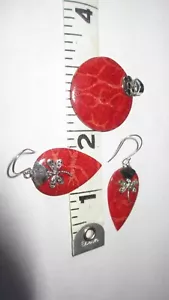 NEW STERLING SILVER .925 NATIVE SPONGE CORAL EARRINGS & PENDANT EARRINGS LOT - Picture 1 of 10