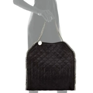 STELLA MCCARTNEY Falabella Big Large Quilted Tote Bag Handbag Black - Picture 1 of 12