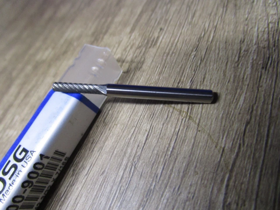 3/32" x 7/16" 1/8" Shank Dia SA Cylindrical - No End Cut Single Cut Carbide Burr - Image 1 of 2