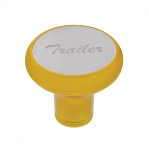 Trailer Deluxe Aluminum Screw-On Air Valve Knob-Stainless Plaque-Electric Yellow - Picture 1 of 3