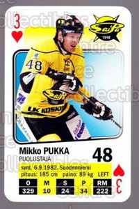 2011-12 Finnish SM LIIGA Playing Card #3 Mikko Pukka